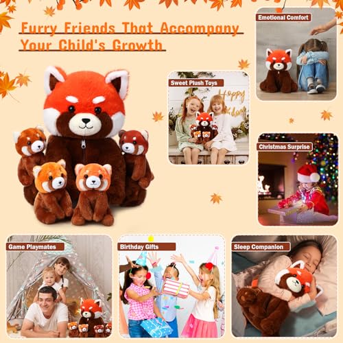 Syhood 5 Pcs Red Panda Stuffy with 4 Babies, Zippered Mommy Set,Classic by Syhood - Used condition - Image 6