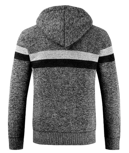 Image of LLdress Mens Knit Cardigan Sweaters Sherpa Lined Full Zip Hoodie With Pockets