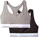 Calvin Klein Women's Cotton Bralette Pack of 2 (Black & Grey) (Large)