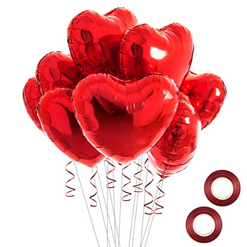 20 Piezas Globos de Aluminio, Globos del Corazón Metalicos, Globo...