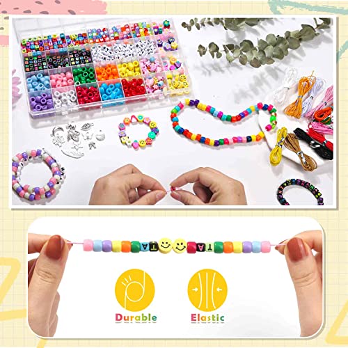 Letter Bead Bracelet Making Kit, Bead Friendship Bracelets Kit With Pony Beads Letter Beads Clay Beads Silver Charms And Elastic String For Bracelet And Jewelry Making #TOP5