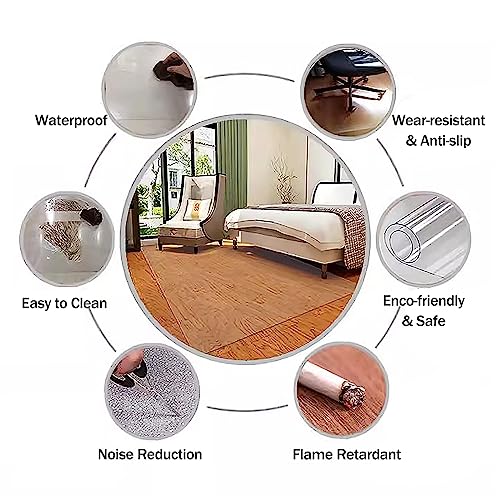 Living Room Floor Mat Clear Plastic Vinyl, Bedroom/Balcony Low Pile Rug Runner Protector, Office Study Hardwood Floor Mats, 2ft 3ft 4ft 5ft 6ft Wide (Size : WxL 6x9feet (183x275cm))