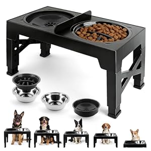4-in-1 Elevated Dog Bowl Stand...