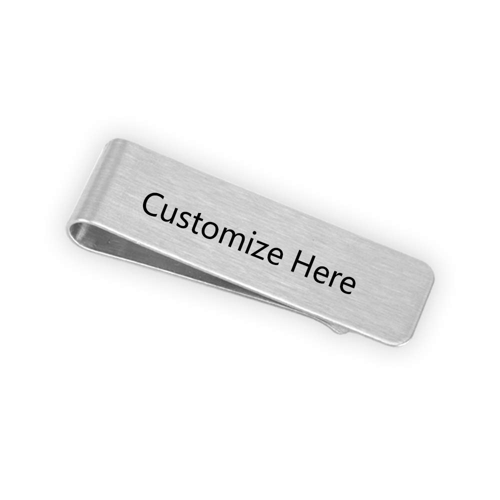 OXYEFEI Custom Personalized Stainless Steel Money Clip,Engraving Name/Date/Initial Monogram Stainless Steel Clip Slim Wallet Card Holder