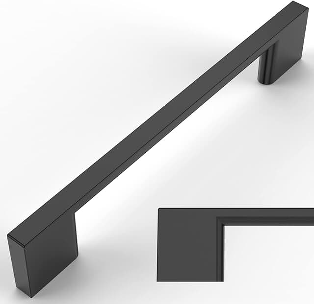 Amerdeco 10 Pack Matte Black Cabinet Pulls 5 Inch(128MM) Hole Centers Ki...