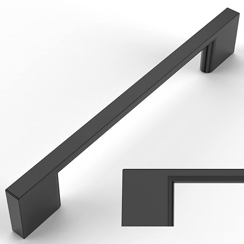 Amerdeco 10 Pack Matte Black Cabinet Pulls 5 Inch(128MM) Hole