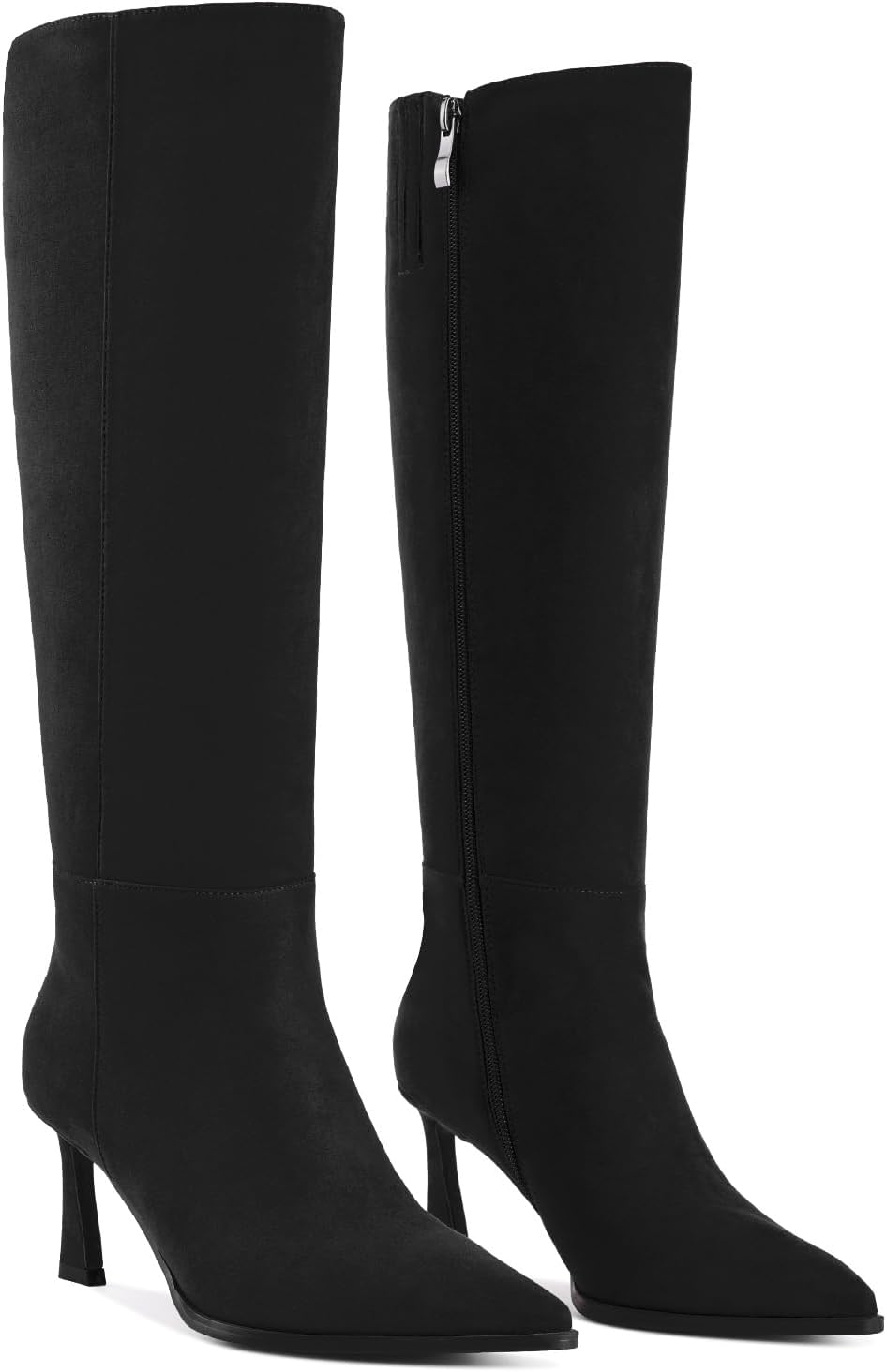 Knee High Boots for Women Pointed Toe Tall Stiletto High Heel Side Zipper Dress Long Boots