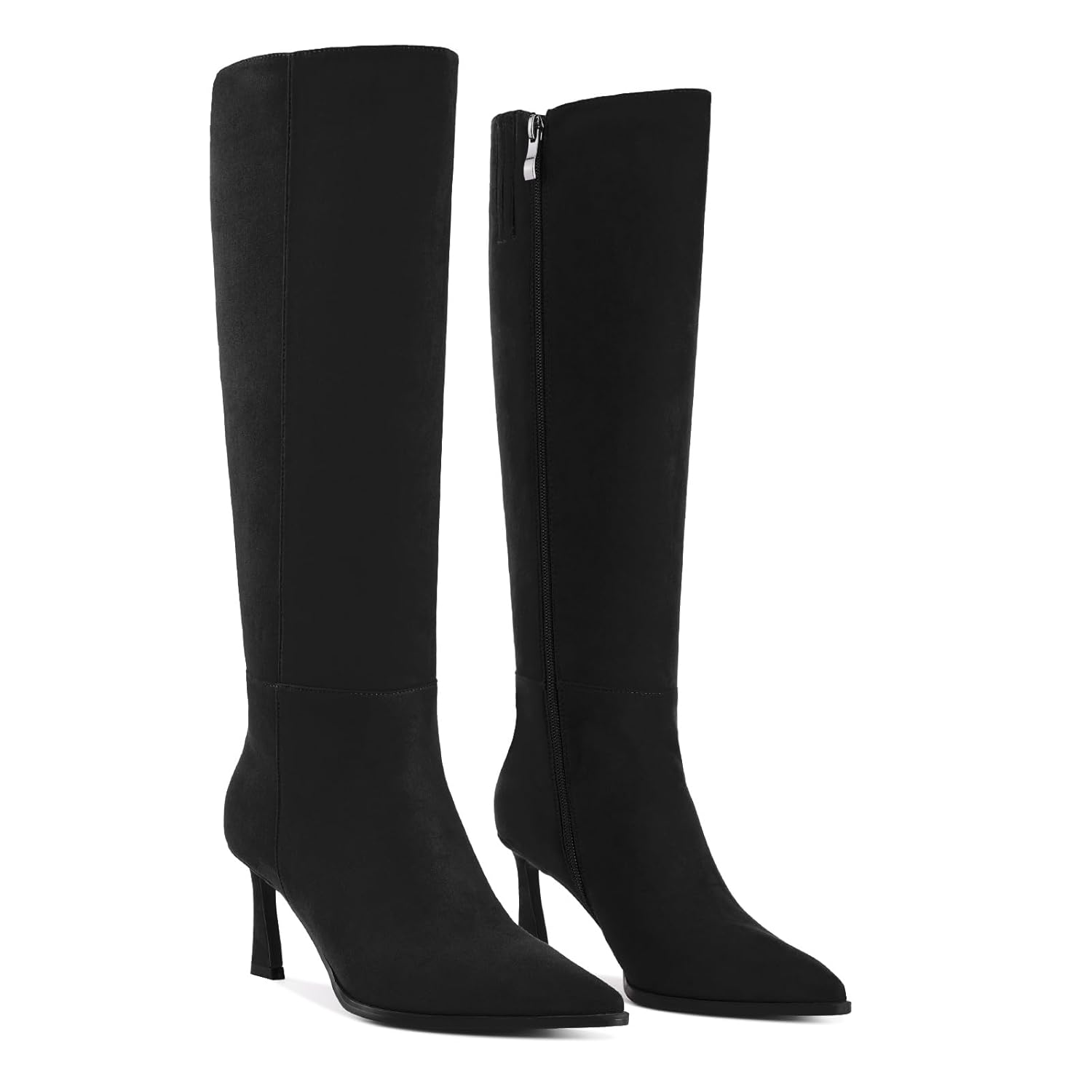 Knee High Boots for Women Pointed Toe Tall Stiletto High Heel Side Zipper Dress Long Boots