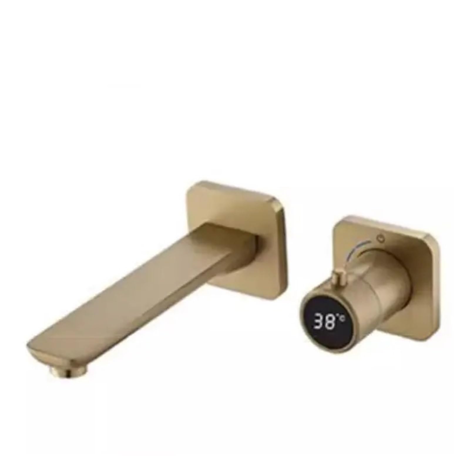 Wall Mounted Thermostatic Bathroom Faucet, Concealed Brass Basin Sink Mixer Tap, Digital Display,Safe and Reliable(Brushed Gold)