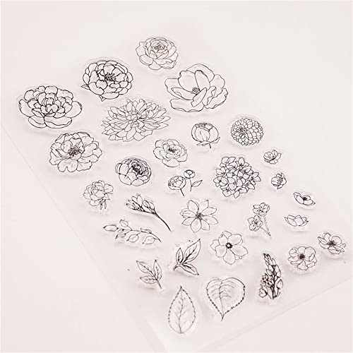 Ahtols Spring Peony Flowers Clear Stamps Silicone Stamp Cards With Sentiments,Flowers Leaves Pattern Transparent Seal Stamps For Holiday Card Making Decoration And Diy Scrapbooking Album Diy Crafts #TOP3