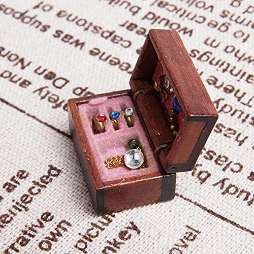 Acxico 1Pcs 1:12 Mini Miniature Wooden Jewelry Box Bedroom Accessories Mini Decor - Image 4