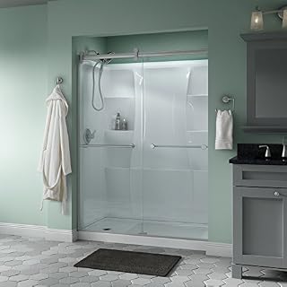 Delta Shower Doors SD3172712 Trinsic Semi-Frameless Contemporary Sliding Door 60in.x71in, Nickel Track
