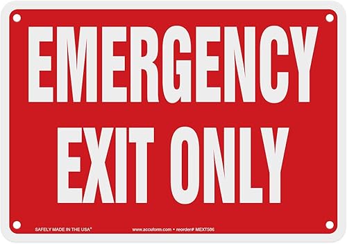 Accuform Signs MEXT586VS Señal de seguridad de vinilo adhesivo, leyenda "Emergen