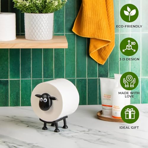 VELENTI Sheep Toilet Roll Holder, Funny Toilet Paper Holder Free Standing Bathroom Set - Image 3