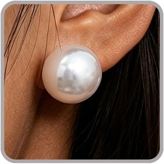 Big Pearl Earrings for Women Trendy 10/12/14/16mm White Pink Pearl Stud Earrings Large Round Pearls Statement Earring Unique Bridesmaid Bridal Earring Chunky Pearls Jewelry Vintage Prom Wedding Jewelry