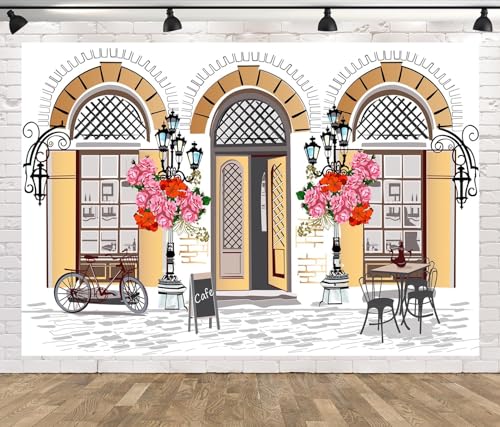Fond tissu 3x2.5m café de rue français rétro pour studio photo