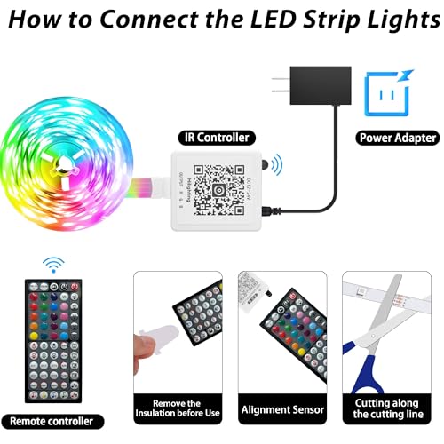 Image of Ledagic Led Lights for Bedroom 100ft Color Changing RGB Led Strip Lights Music Sync, DIY Led Light Strip with Remote and App Control, Dimmable Led Lights for Room Party Home Decor Cool Things(1*100ft)