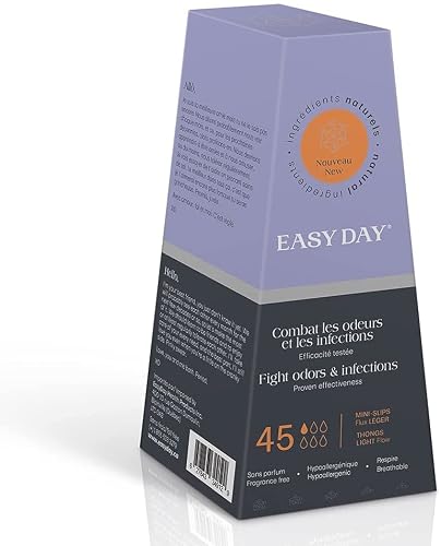 Easyday Thong Style Panty Liners For Women, Unscented, Odor Free, Specially Designed For Sensitive Skin, Breathable, Panty Liners For Light Flow Absorbency , 45 Count Pack #TOP7