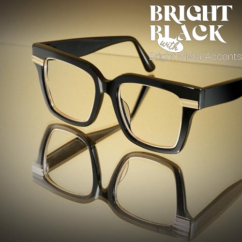 Image of Zeelool Square Blue Light Blocking Glasses for Women, Acetate Personality Fit Glasses Frame Eyegwear with Clear Lenses Taylor ZJGX799757-01B, Black