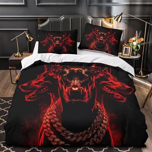 Housse de couette Dark Dog 3D microfibre 135x200cm pour lit single