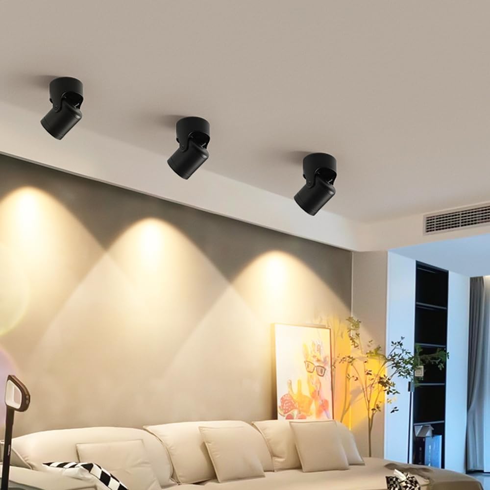 15 W 20 W 180°Adjustable Ceiling Spotlightglare Accent Lighting Wall Lights,Indoor Ceiling Light Fixture,Aluminum Ceiling Lamp Mounted Downlight for Living Room,Bedroom,Dining Room,K (20/20 W/White Li