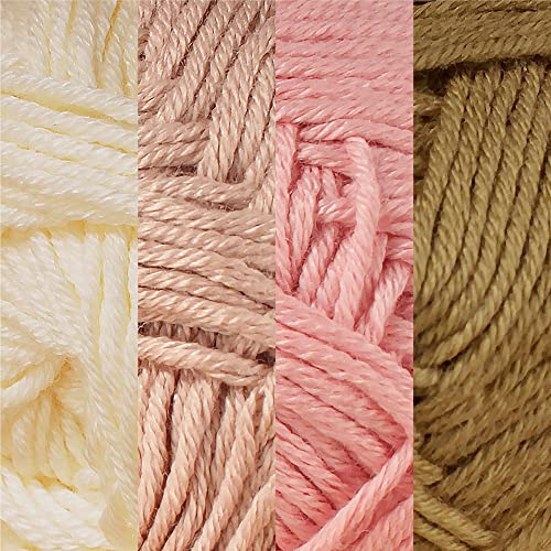 JubileeYarn Bamboo Cotton Sport 4 Ply Yarn - 50g/Skein - Shades of Neutral Tones - 4 Skeins, 88 Shades of Neutral Tones - Image 2