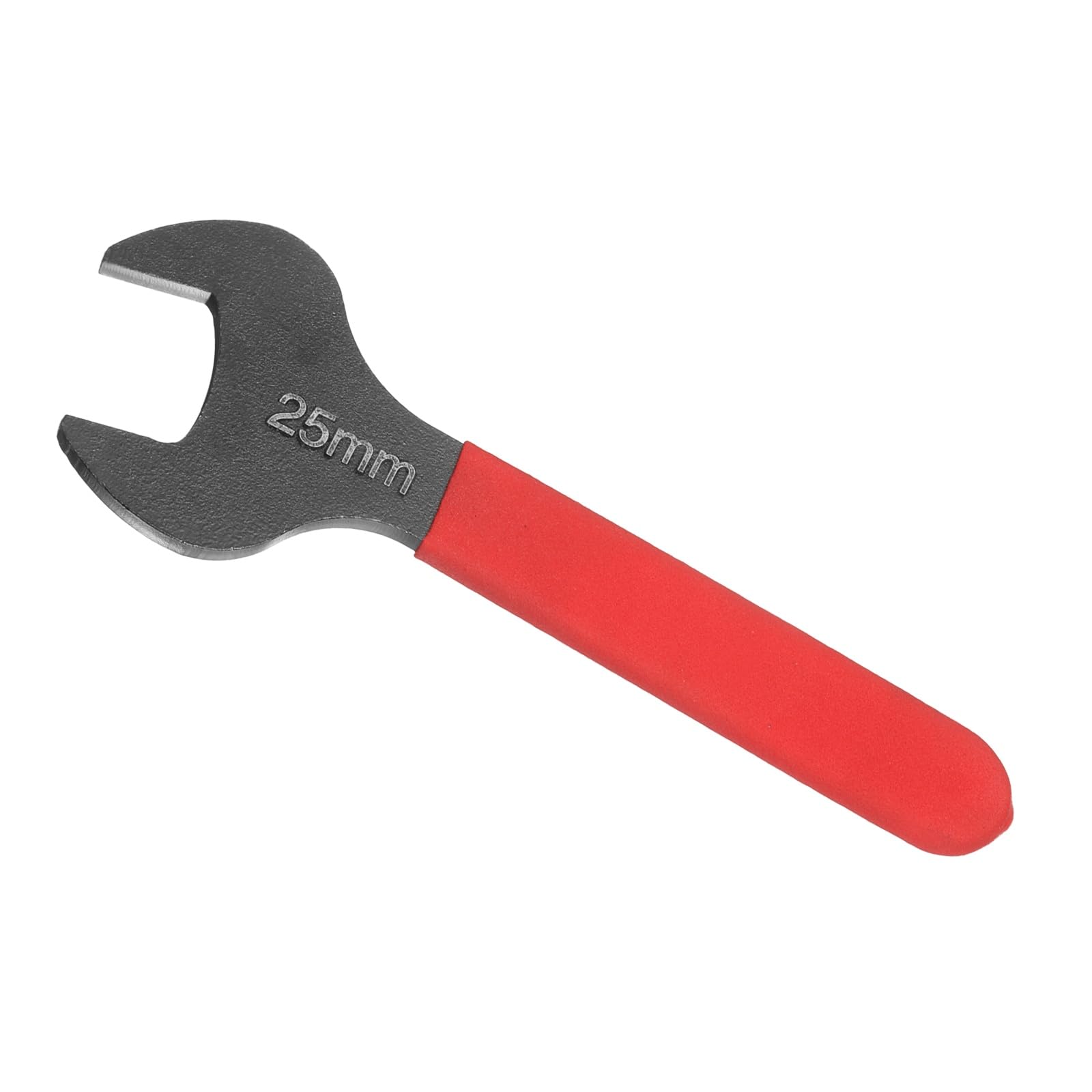 Awclub 25mm Open End Wrench, 15 Degree Offset Thin U-Shaped Spanner with Red Shank, Black Finish for Automotive Repair & Furniture Assembly