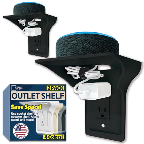 Power Perch Wall Outlet Shelf with Cord Storage Strap –
