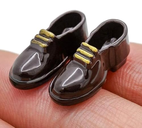 1Pair Black 1/12 Miniature Men Shoes Dollhouse Decoration Accessories, for