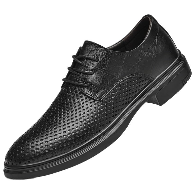 Men's Modern Leather Slip On Pointed Toe Derbys Shoes Classic Formal Business Shoes Lace-up Casual Comfortable Walking Shoes for Men