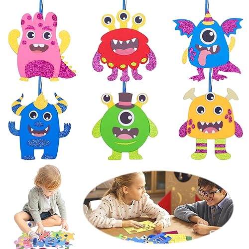 SPERMUOY Monster Bastelsets Kinder 3 4 5 6 7Jahre,6 Halloween Monster Bastelsets zum Basteln, Papier Bastelhandwerk Bastelsets für 3 4 5 6 Jahre für Jungen Mädchen