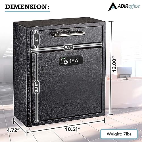 AdirOffice Wall Mount Mailbox - Combination Mailbox with Keys- Durable Wall Mounted Locking Mailbox and Cash Drop Box for House, Apartments and Bussiness After Hours Deposits (Medium, Black) by AdirOffice - Image 5