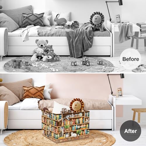 Image of Clastyle Cat Book Shelf Basket for Reading Room Collapsible Toy Gift Kid Storage Basket Baby Clothes Organizer Nursery Bin