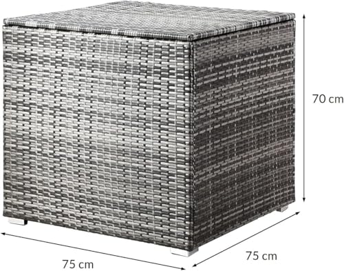 CASARIA® Polyrattan Garden Cushion Storage Box With Lid | 318 Litre Capacity 75x75x70cm | Waterproof Weatherproof Outdoor Shoe Organiser Parcel Chest | Gas Pressure Lifting Spring | Grey 7 CASARIA® Polyrattan Garden Cushion Storage Box With Lid | 318 Litre Capacity 75x75x70cm | Waterproof Weatherproof Outdoor Shoe Organiser Parcel Chest | Gas Pressure Lifting Spring | Grey - Image 7