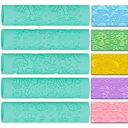 ACRNIGHEET 5 Pcs Polymer Clay Texture Roller, Mushroom Themed Embossing Rollers Pottery Stamp, Like Texture Sheets Work with Polymer Clay Cutters, Clays Jewelry Making Kit with St…