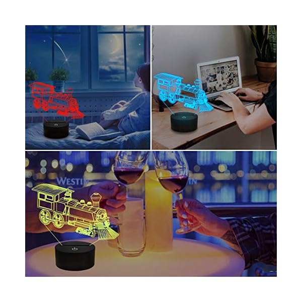 Zug Nachtlicht, 3D Illusion Lampe für Kinder, 16 Farben RGB mit Fernbedienung, Geburtstagsgeschenke für Kinder Jungen… – Bild 4