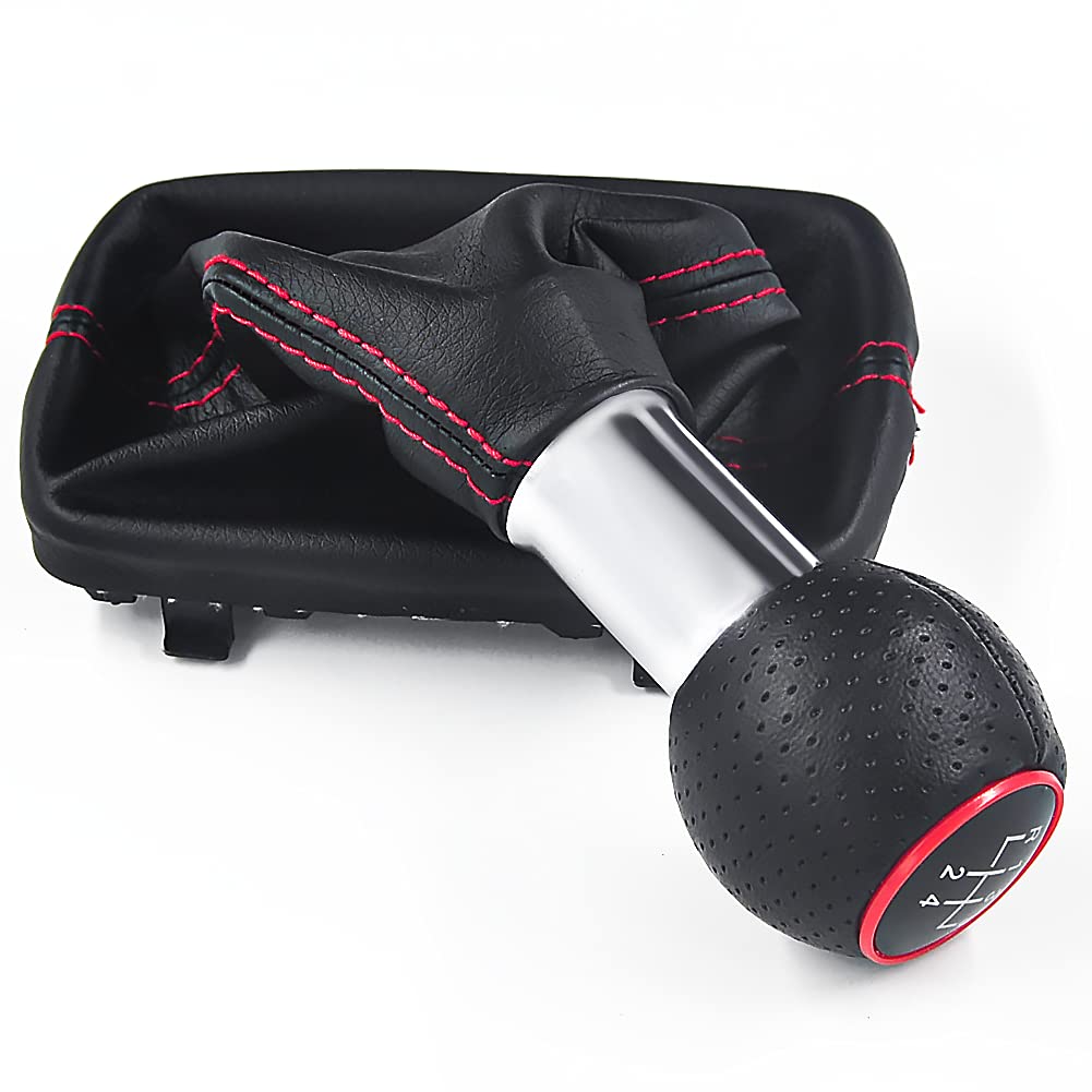 Kit Pommeau De Vitesses 6 Rapports Cuir Noir Pour Audi A3/S3 8P - Avec Soufflet Et Guêtre - Neuf ZU-Parts