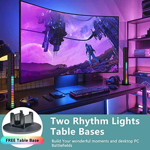 Yuearn 2Pcs Sound Control Rhythm Lights, Music Rhythm Lamp, Black Rgb Led Lights, Rechargeable Wireless Voice Led Ambient Lights, With 8 Modes Music Sync, 32 Bit Audio Spectrum Light For Car Gaming #TOP2