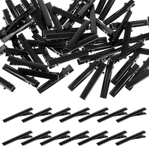 100 Pinzas metal negras para cabello tipo aligátor miniatura 1
