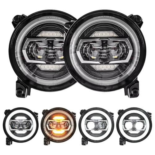 Phares LED Wrangler JL 2018-2020 optiques 9 pouces ronds avec feux de route et croisement intégrés