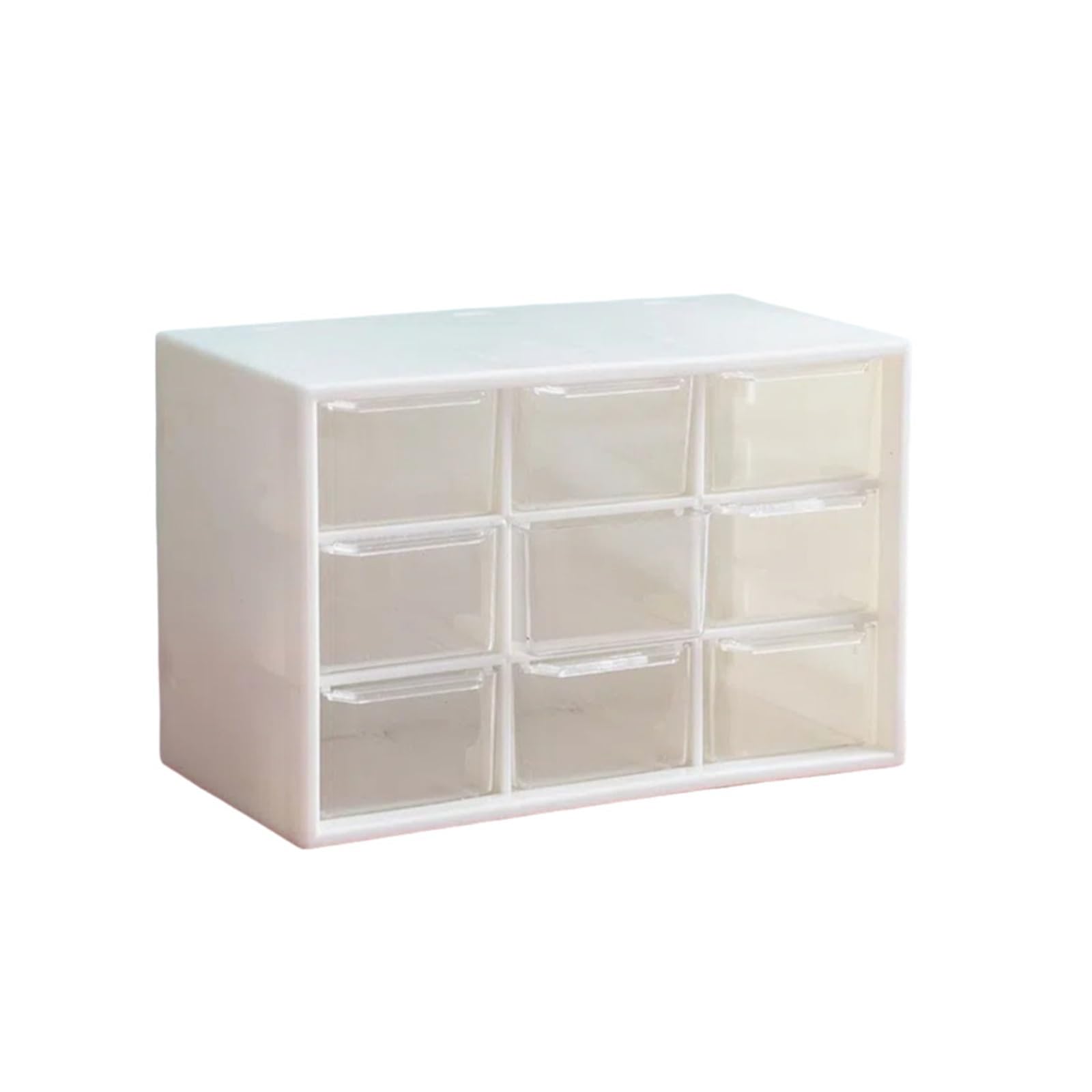 GMGQJST Compartment Storage Boxes Dustproof Desktop Drawer Organizer PVC Transparent Storage Box Small Drawer 9 Grids Drawer Organizer Box For Jewelry Cosmetics(White)