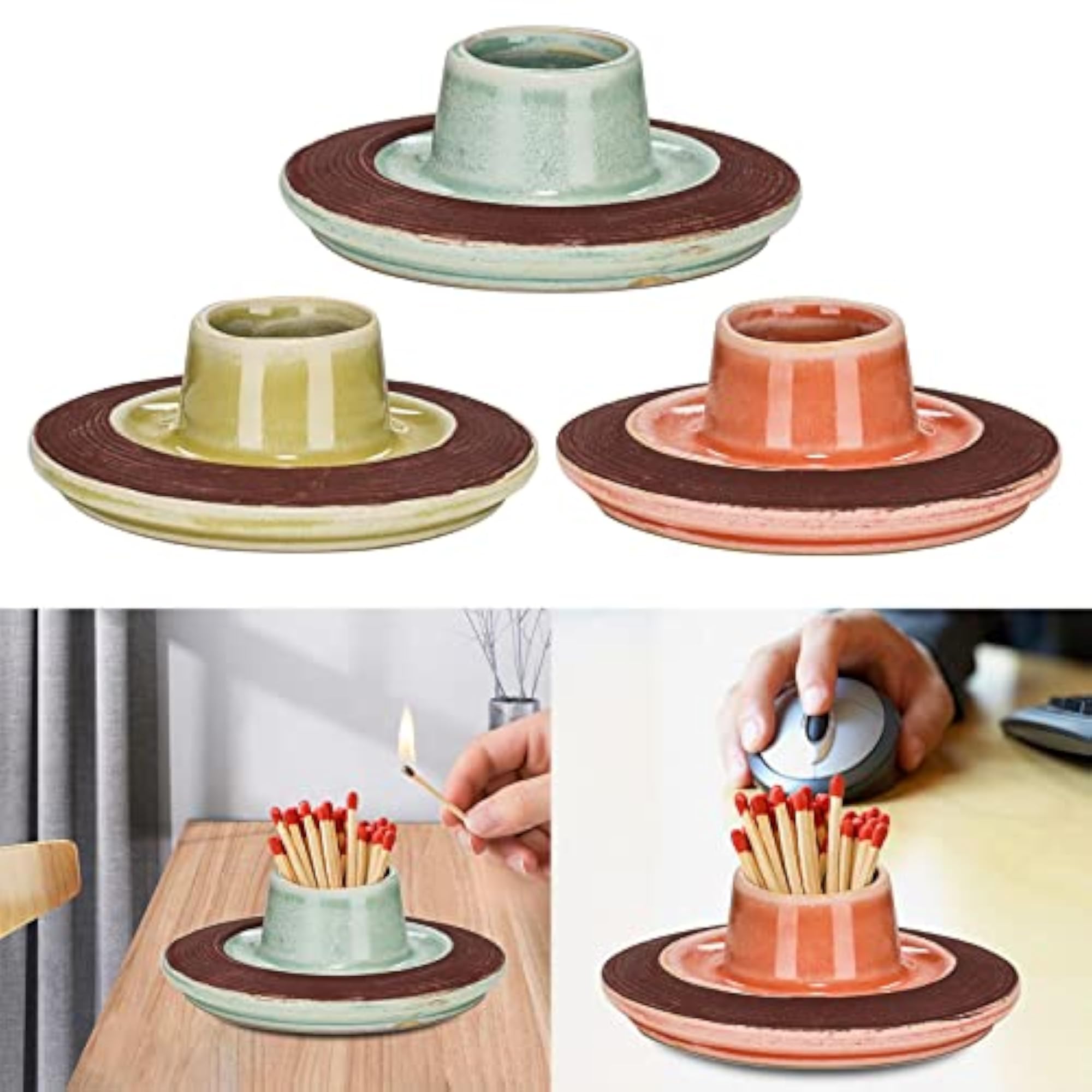 Decorative Ceramic Match Holder Storage Jar for Kitchen