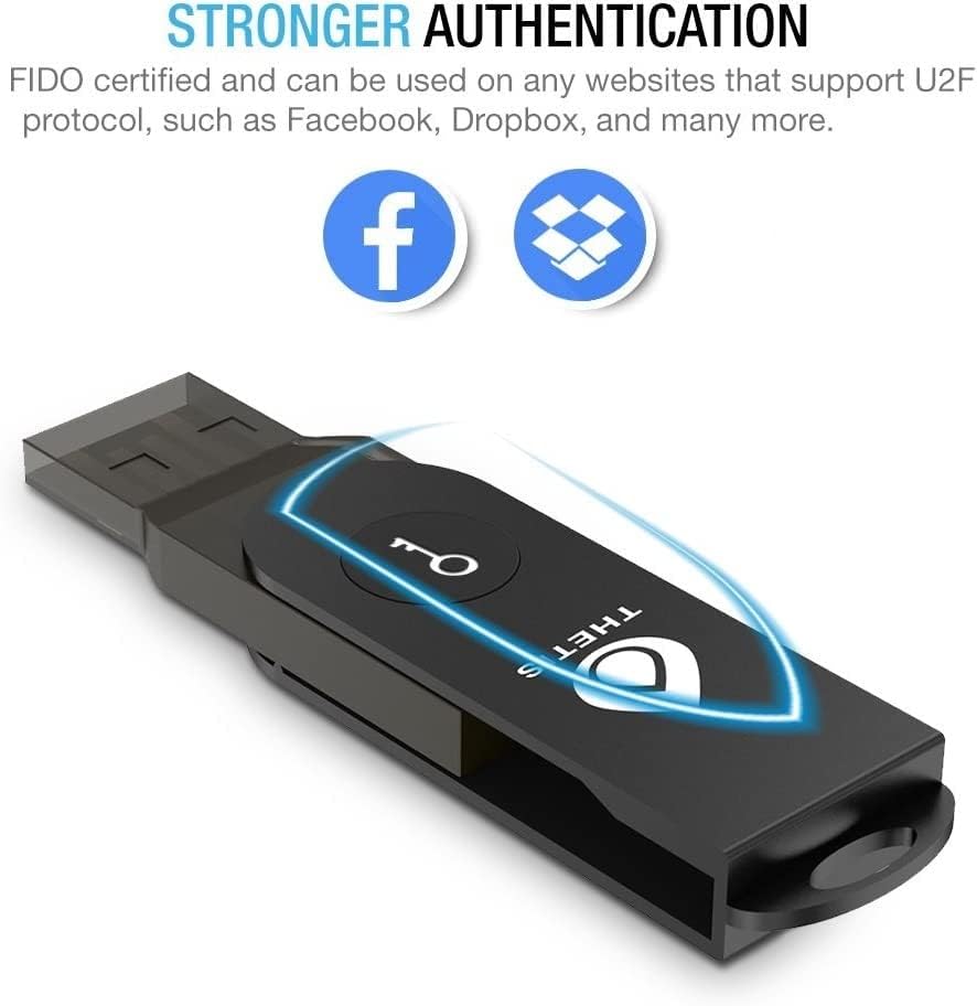 FIDO U2F Security Key, Thetis [Aluminum Folding Design] Universal Two Factor Authentication USB (Type A) for Extra Protection in Windows/Linux/Mac OS, Gmail, Facebook, Dropbox, SalesForce, GitHub