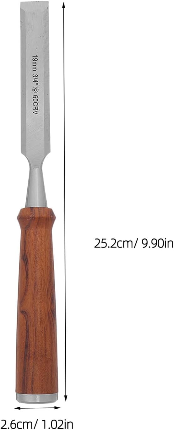 Wood Carving Chisel 19mm Flat Mortise Chisel with Protective Sheath and Storage Box Professional Hand Woodworking Tool for Carpenter Engraving and DIY Sculpting