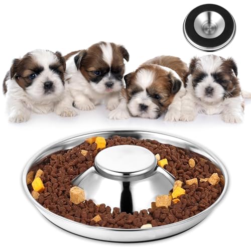 Hundenapf aus Edelstahl, 30 cm Futternapf mit Anti-Schling-Funktion & rutschfestem Silikonboden, Fressnapf für kleine und große Hunde, Welpen & Mehrhundehaushalt