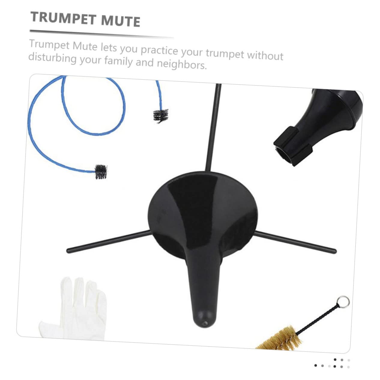 BESPORTBLE Portable Trumpet Cleaning Kit Trumpet Mute Stand Brush 2 Cleaning Brushes Trumpet Mouthpiece Mute Set for Trumpet Maintenance