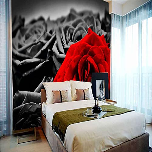 Papier peint panoramique 3D pour masquer imperfections mur rose rouge