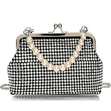 Abuyall Rhinestone Clutch Purses for Women Pearl Clutches Bags Kiss Lock Evening Handbags Formal Wed