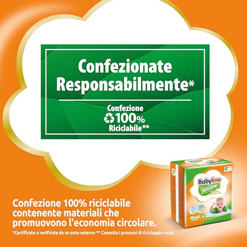 Babylino Sensitive Teli Cambio 90x60cm, Traversine letto con assorbenza extra, 14 Unità - 10