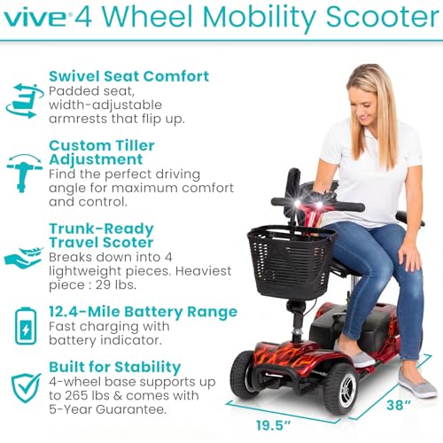image for Vive 4 Wheel Mobility Scooter - Electric Powered Wheelchair Device - C